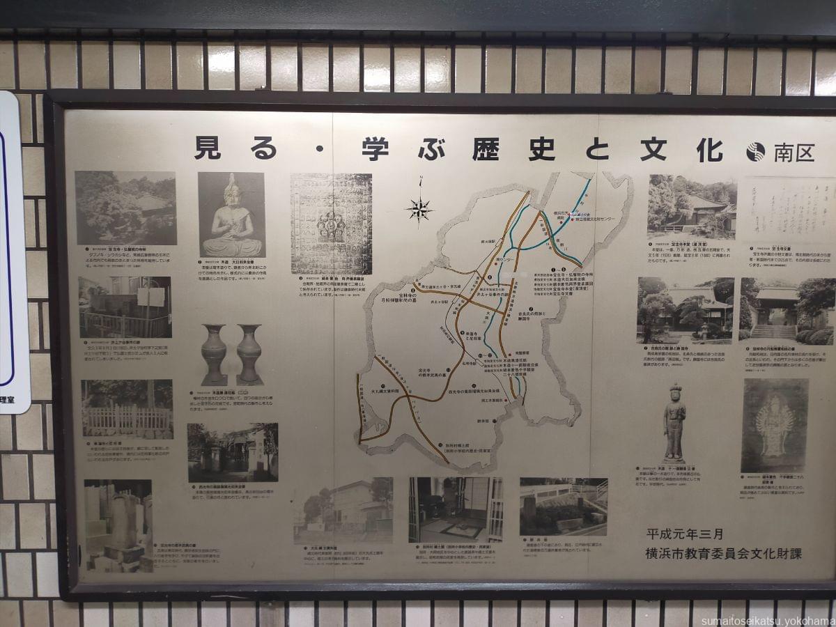 蒔田駅地下通路にある南区の歴史看板