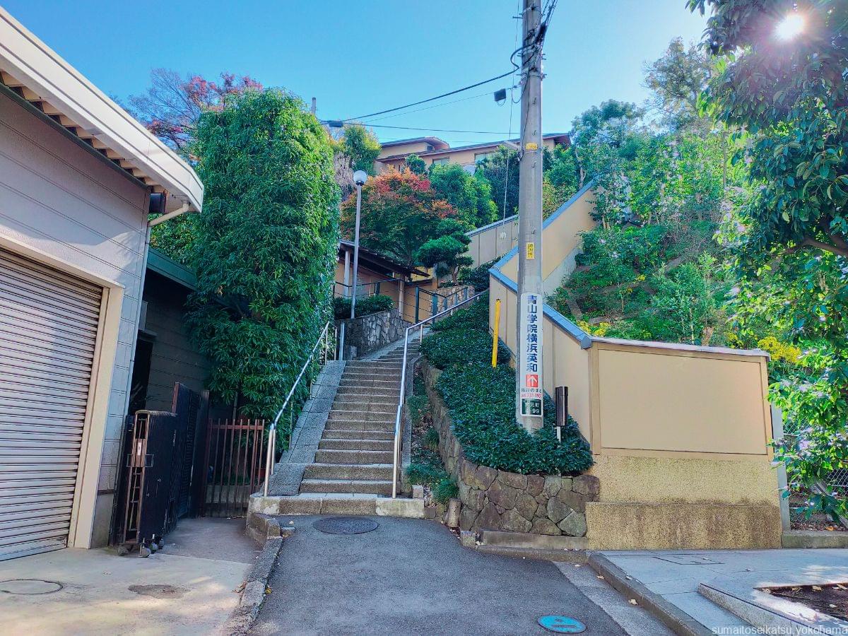 蒔田城跡への階段