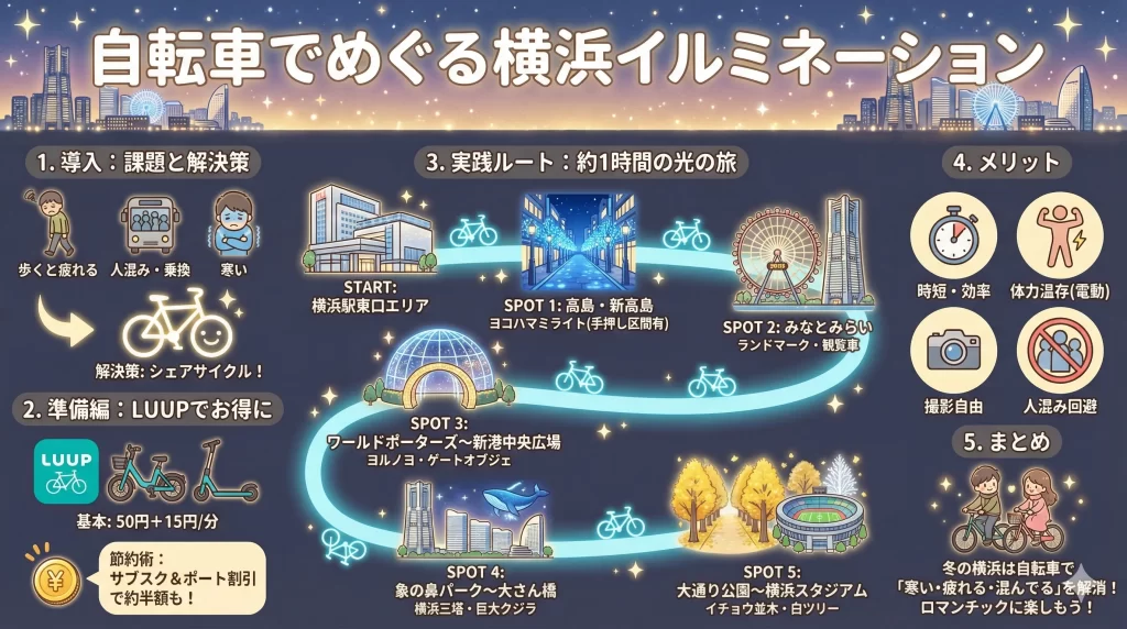 Yokohama no iruminēshon ￨ Yokohama-eki kara rentaru jitensha de mawatte mita 31 Yokohama illuminations | Rent a bicycle from Yokohama Station